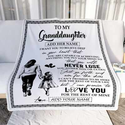 Personalized To My Granddaughter Blanket You Will Never Lose From Grandma Gigi Granddaughter Birthday Gifts Christmas Customized Fleece Throw Blanket | siriusteestore