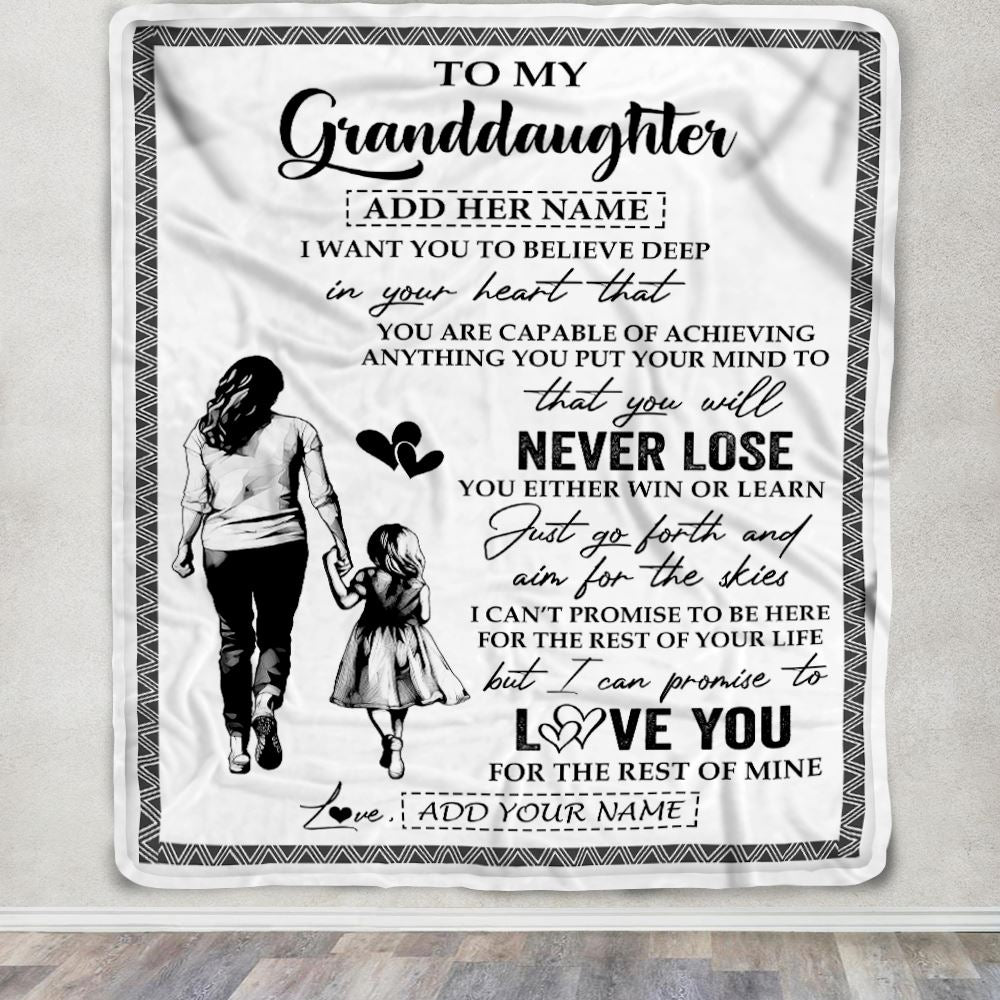 Personalized To My Granddaughter Blanket You Will Never Lose From Grandma Gigi Granddaughter Birthday Gifts Christmas Customized Fleece Throw Blanket | siriusteestore