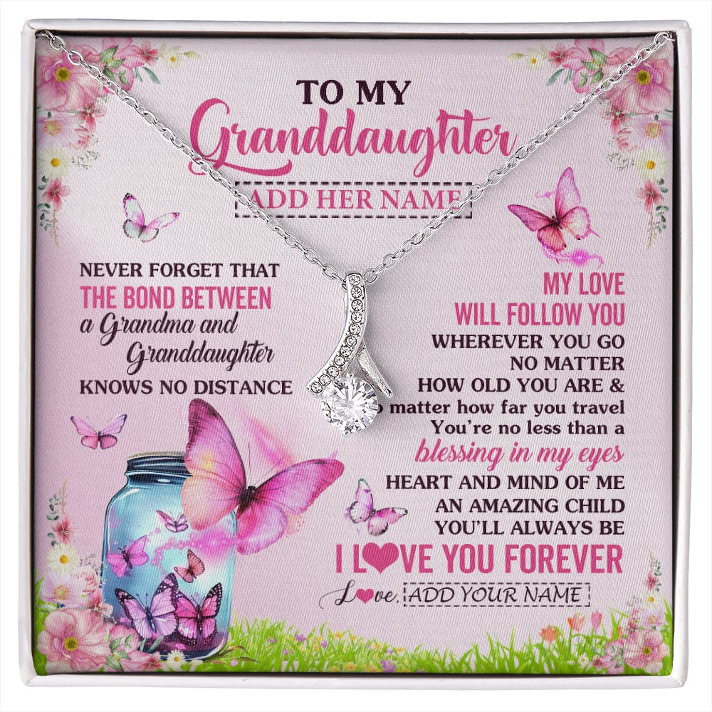 Alluring Beauty Necklace 14K White Gold Finish | 1 | Personalized To My Granddaughter Butterfly Necklace From Grandma The Bond Between Granddaughter Birthday Gifts Graduation Christmas Gift Box Message Card | https://siriusteestore.