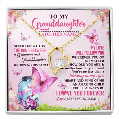 Forever Love Necklace 18K Yellow Gold Finish | 1 | Personalized To My Granddaughter Butterfly Necklace From Grandma The Bond Between Granddaughter Birthday Gifts Graduation Christmas Gift Box Message Card | https://siriusteestore.