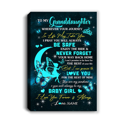 Personalized To My Granddaughter Canvas From Grandma Gigi Fairy Silhouette Fantasy Moon Granddaughter Birthday Gifts Christmas Custom Wall Art Print Framed Canvas | siriusteestore