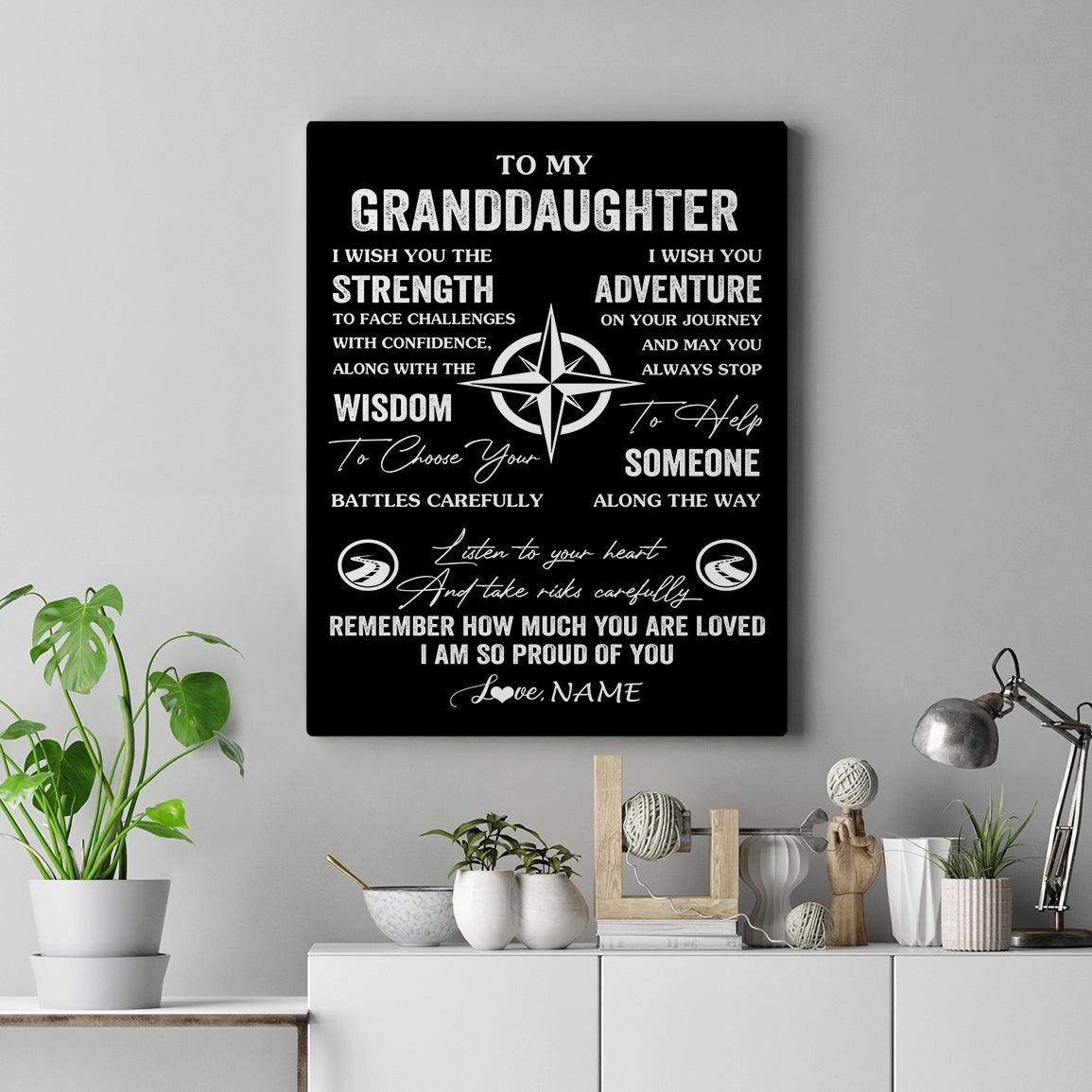 Personalized To My Granddaughter Canvas From Grandma Papa I Wish You The Strength Granddaughter Birthday Gifts Graduation Christmas Custom Wall Art Print Framed Canvas | siriusteestore