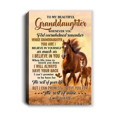 Personalized To My Granddaughter Canvas From Grandma Papa Whenever You Feel Horse Granddaughter Birthday Gifts Graduation Christmas Custom Wall Art Print Framed Canvas | siriusteestore