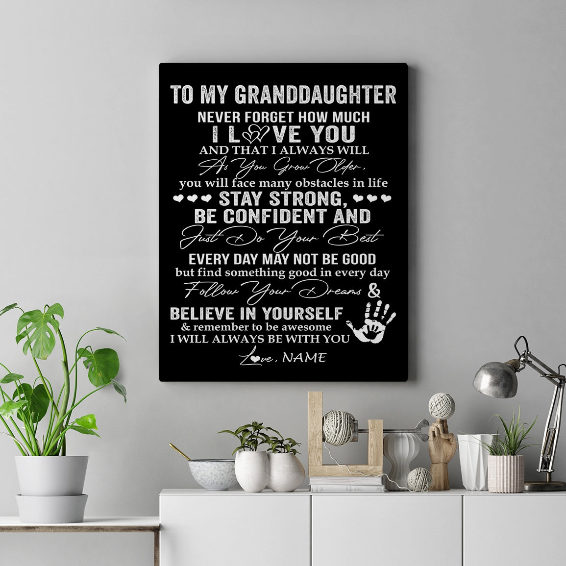 Personalized To My Granddaughter Canvas I Love You Forever From Grandma Grandpa Birthday Gifts Christmas Thanksgiving Graduation Custom Wall Art Print Framed Canvas | siriusteestore