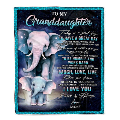 Personalized To My Granddaughter Elephant Blanket From Grandma Grandpa Every Day Laugh Love Live Granddaughter Birthday Gifts Christmas Fleece Throw Blanket | siriusteestore