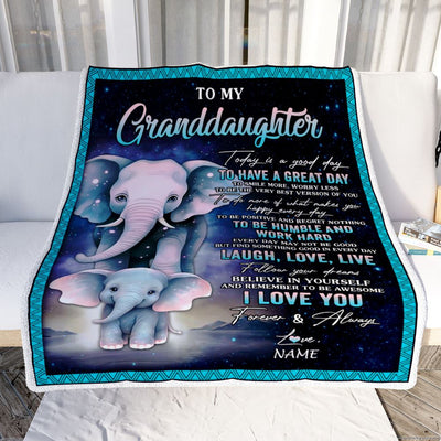 Personalized To My Granddaughter Elephant Blanket From Grandma Grandpa Every Day Laugh Love Live Granddaughter Birthday Gifts Christmas Fleece Throw Blanket | siriusteestore