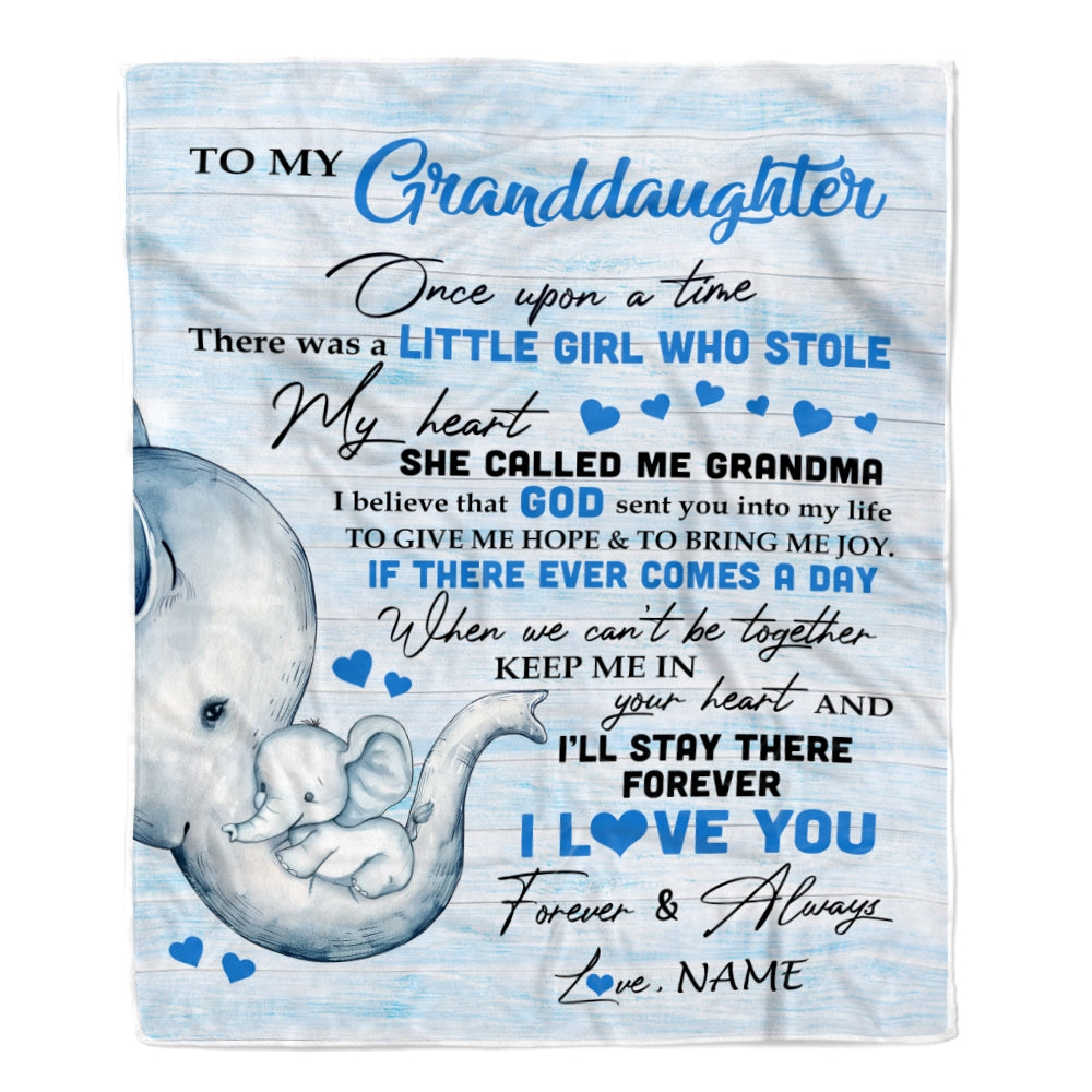 Personalized To My Granddaughter Elephant Blanket From Grandpa I'll Stay There Forever Daughter Birthday Christmas Customized Bed Quilt Fleece Throw Blanket | siriusteestore