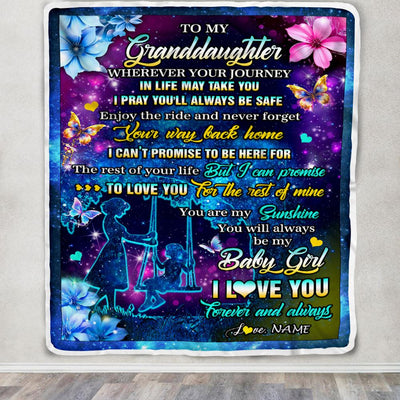 Personalized To My Granddaughter From Grandma Blanket Flower Wherever Your Journey Granddaughter Birthday Gifts Graduation Christmas Customized Fleece Blanket | siriusteestore