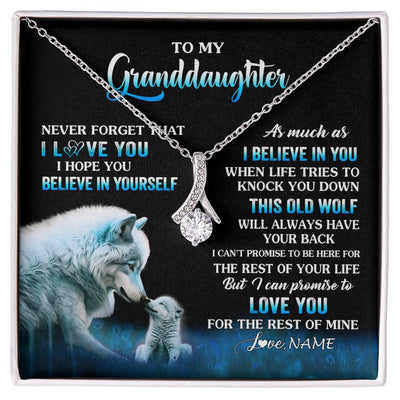 Alluring Beauty Necklace 14K White Gold Finish | 1 | Personalized To My Granddaughter From Grandma Grandpa Necklace This Old Wolf Love Granddaughter Birthday Jewelry Christmas Customized Gift Box Message Card | siriusteestore