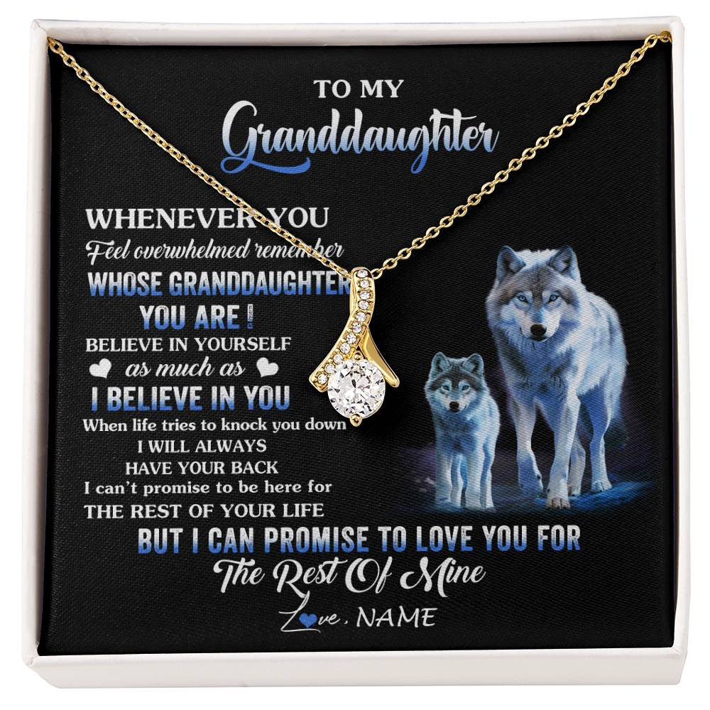Alluring Beauty Necklace 18K Yellow Gold Finish | 1 | Personalized To My Granddaughter From Grandma Grandpa Necklace Whenever You Feel Wolf Granddaughter Birthday Gifts Christmas Customized Gift Box Message Card | siriusteestore
