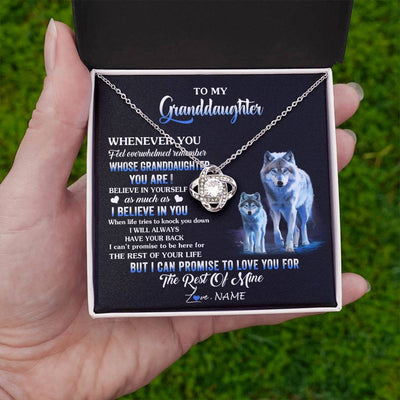 Love Knot Necklace 14K White Gold Finish | 2 | Personalized To My Granddaughter From Grandma Grandpa Necklace Whenever You Feel Wolf Granddaughter Birthday Gifts Christmas Customized Gift Box Message Card | siriusteestore