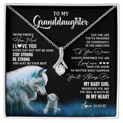 Alluring Beauty Necklace 14K White Gold Finish | 1 | Personalized To My Granddaughter From Grandma Grandpa Necklace Wolf Never Forget How Much I Love You Birthday Gifts Christmas Customized Gift Box Message Card | siriusteestore