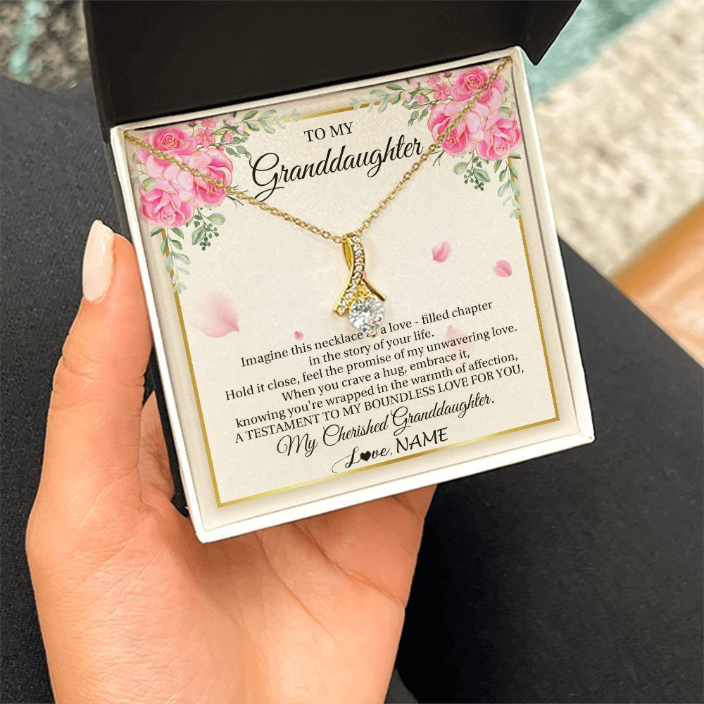 Alluring Beauty Necklace 18K Yellow Gold Finish | 2 | Personalized To My Granddaughter From Grandma Imagine This Necklace As A Love Granddaughter Birthday Graduation Christmas Customized Gift Box Message Card | siriusteestore