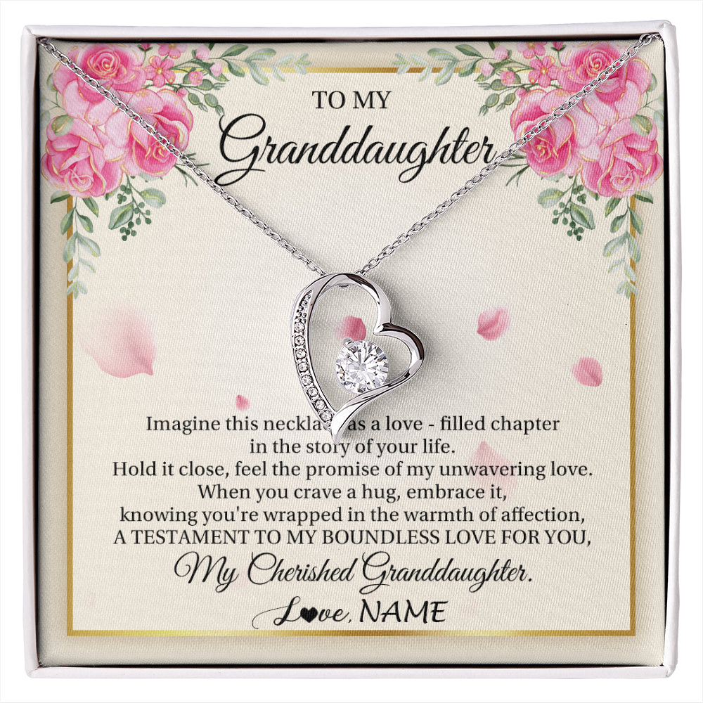 Forever Love Necklace 14K White Gold Finish | 1 | Personalized To My Granddaughter From Grandma Imagine This Necklace As A Love Granddaughter Birthday Graduation Christmas Customized Gift Box Message Card | siriusteestore