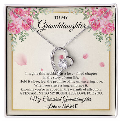 Forever Love Necklace 14K White Gold Finish | 1 | Personalized To My Granddaughter From Grandma Imagine This Necklace As A Love Granddaughter Birthday Graduation Christmas Customized Gift Box Message Card | siriusteestore