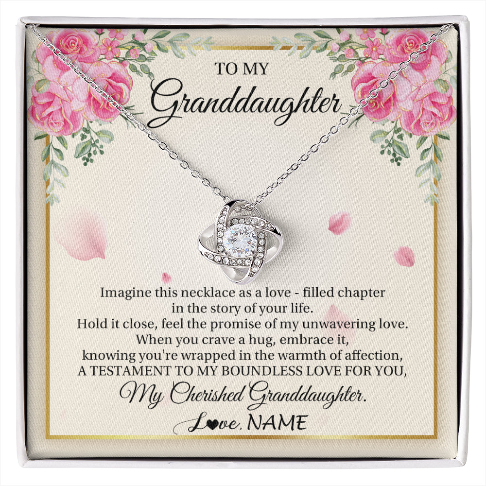 Love Knot Necklace 14K White Gold Finish | 1 | Personalized To My Granddaughter From Grandma Imagine This Necklace As A Love Granddaughter Birthday Graduation Christmas Customized Gift Box Message Card | siriusteestore
