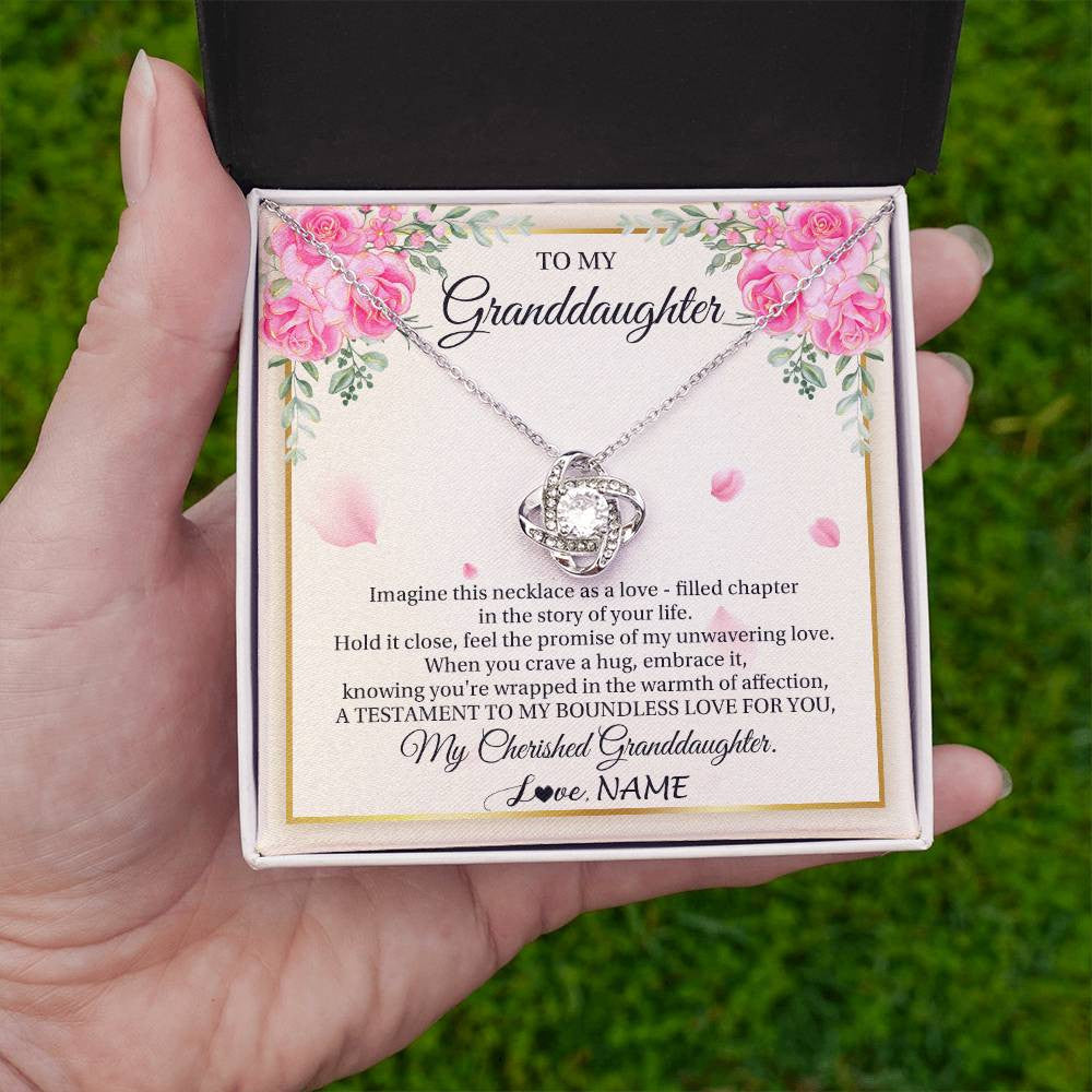 Love Knot Necklace 14K White Gold Finish | 2 | Personalized To My Granddaughter From Grandma Imagine This Necklace As A Love Granddaughter Birthday Graduation Christmas Customized Gift Box Message Card | siriusteestore