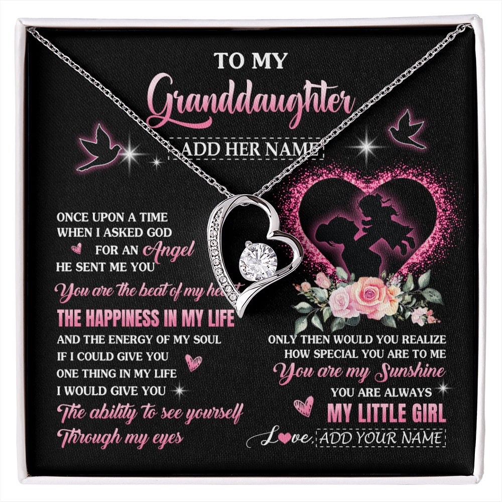 Forever Love Necklace 14K White Gold Finish | 1 | Personalized To My Granddaughter From Grandma Nana Necklace Once Upon A Time Birthday Graduation Gifts For Granddaughter Gifts Christmas Gift Box Message Card | siriusteestore.myshopify