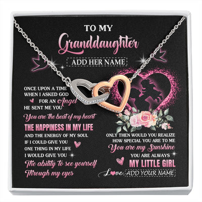 Interlocking Hearts Necklace Stainless Steel & Rose Gold Finish | 1 | Personalized To My Granddaughter From Grandma Nana Necklace Once Upon A Time Birthday Graduation Gifts For Granddaughter Gifts Christmas Gift Box Message Card | siriusteestore.myshopify