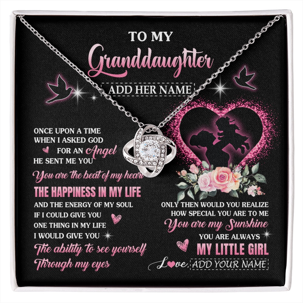 Love Knot Necklace 14K White Gold Finish | 1 | Personalized To My Granddaughter From Grandma Nana Necklace Once Upon A Time Birthday Graduation Gifts For Granddaughter Gifts Christmas Gift Box Message Card | siriusteestore.myshopify