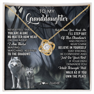 Love Knot Necklace 18K Yellow Gold Finish | 1 | Personalized To My Granddaughter From Grandma Necklace Never Feel That You Are Alone Wolf Birthday Gifts Jewelry Christmas Customized Gift Box Message Card | siriusteestore