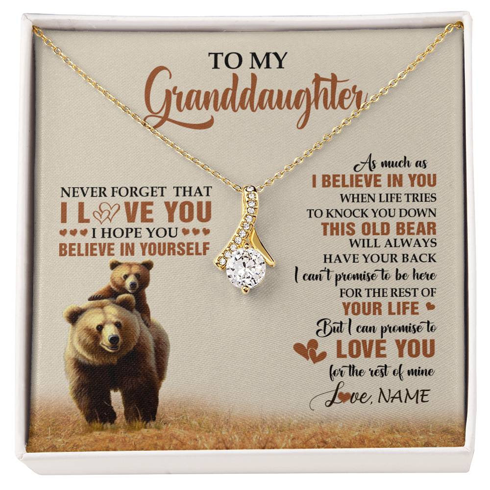 Alluring Beauty Necklace 18K Yellow Gold Finish | 1 | Personalized To My Granddaughter From Grandma Necklace This Old Bear Love You Granddaughter Birthday Graduation Christmas Customized Gift Box Message Card | siriusteestore