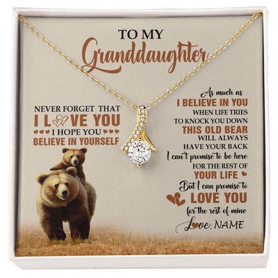 Alluring Beauty Necklace 18K Yellow Gold Finish | 1 | Personalized To My Granddaughter From Grandma Necklace This Old Bear Love You Granddaughter Birthday Graduation Christmas Customized Gift Box Message Card | siriusteestore