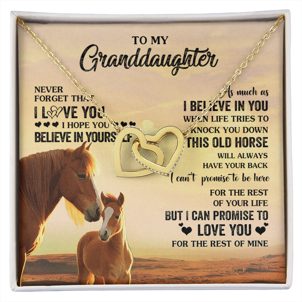 Interlocking Hearts Necklace 18K Yellow Gold Finish | 1 | Personalized To My Granddaughter From Grandma Necklace This Old Horse Love You Granddaughter Birthday Gifts Jewelry Christmas Customized Gift Box Message Card | siriusteestore