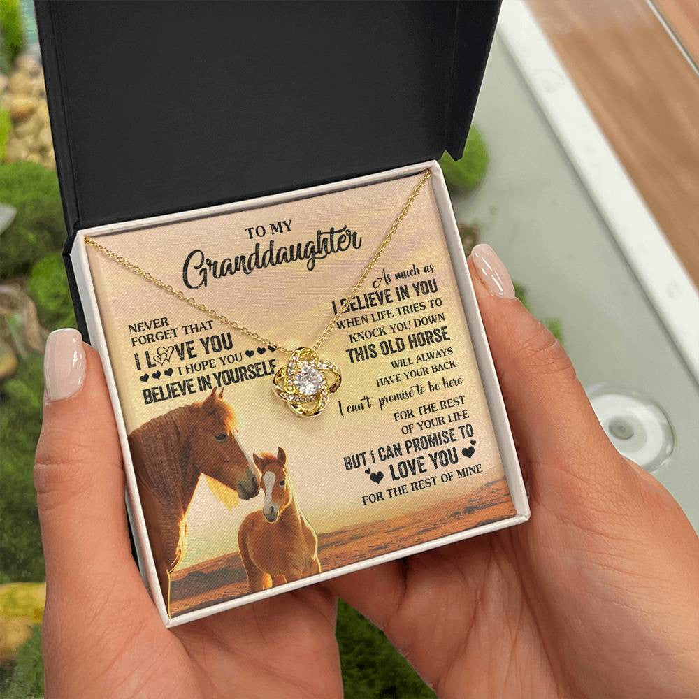 Love Knot Necklace 18K Yellow Gold Finish | 2 | Personalized To My Granddaughter From Grandma Necklace This Old Horse Love You Granddaughter Birthday Gifts Jewelry Christmas Customized Gift Box Message Card | siriusteestore