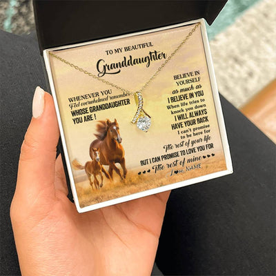 Alluring Beauty Necklace 18K Yellow Gold Finish | 2 | Personalized To My Granddaughter From Grandma Necklace Whenever You Feel Horse Granddaughter Birthday Gifts Jewelry Christmas Customized Gift Box Message Card | siriusteestore