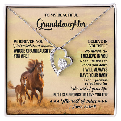 Forever Love Necklace 14K White Gold Finish | 1 | Personalized To My Granddaughter From Grandma Necklace Whenever You Feel Horse Granddaughter Birthday Gifts Jewelry Christmas Customized Gift Box Message Card | siriusteestore