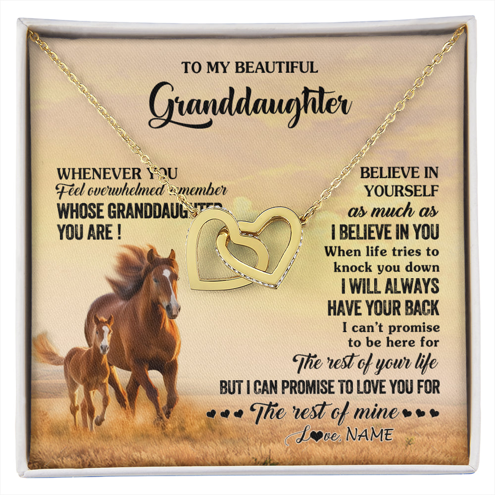 Interlocking Hearts Necklace 18K Yellow Gold Finish | 1 | Personalized To My Granddaughter From Grandma Necklace Whenever You Feel Horse Granddaughter Birthday Gifts Jewelry Christmas Customized Gift Box Message Card | siriusteestore