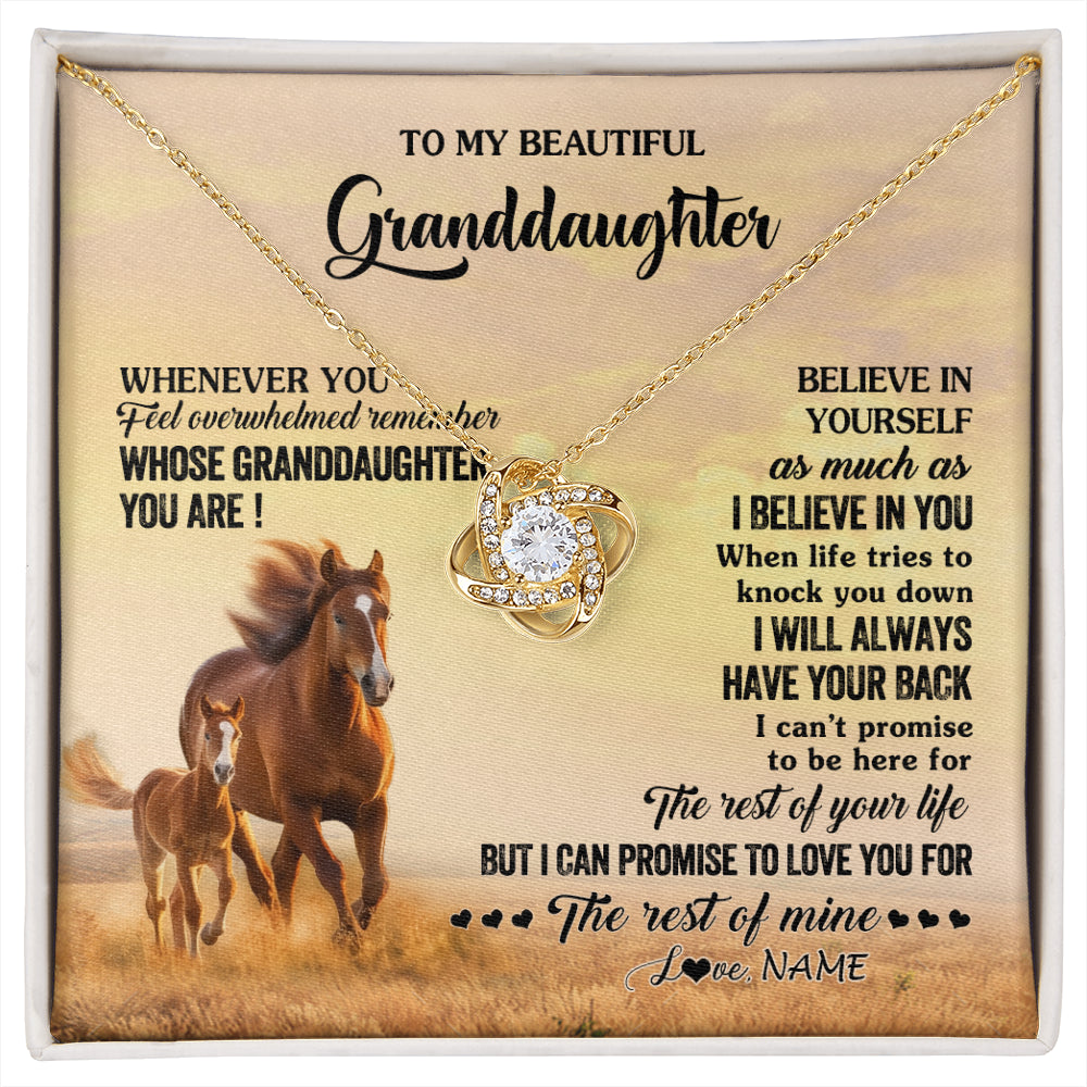 Love Knot Necklace 18K Yellow Gold Finish | 1 | Personalized To My Granddaughter From Grandma Necklace Whenever You Feel Horse Granddaughter Birthday Gifts Jewelry Christmas Customized Gift Box Message Card | siriusteestore