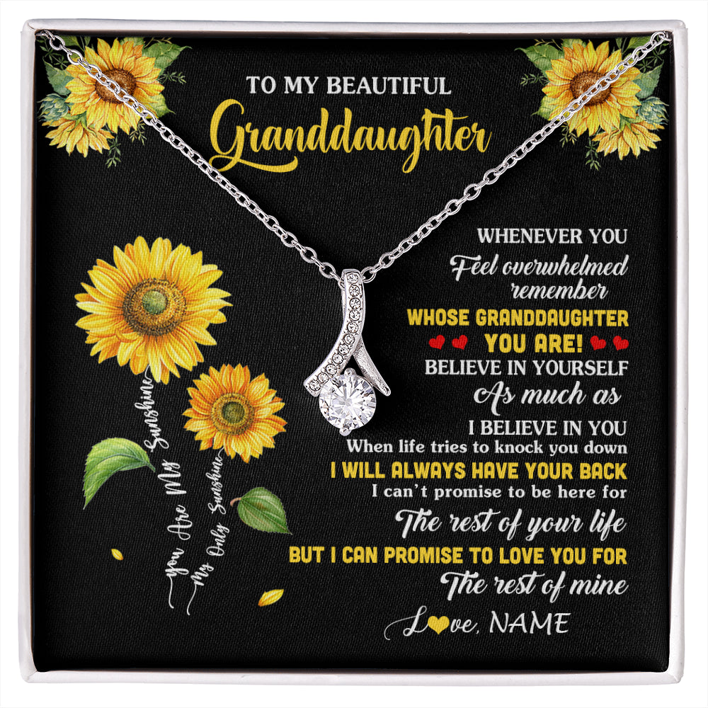Alluring Beauty Necklace 14K White Gold Finish | 1 | Personalized To My Granddaughter From Grandma Necklace Whenever You Feel Sunflower Granddaughter Birthday Graduation Christmas Customized Gift Box Message Card | siriusteestore