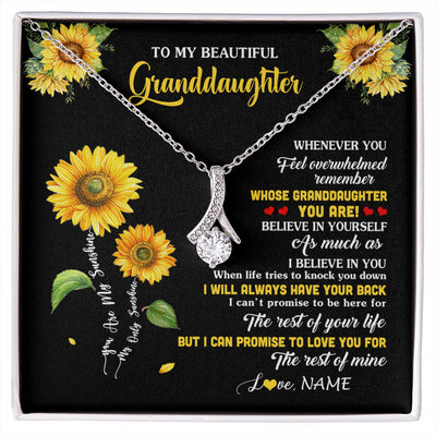 Alluring Beauty Necklace 14K White Gold Finish | 1 | Personalized To My Granddaughter From Grandma Necklace Whenever You Feel Sunflower Granddaughter Birthday Graduation Christmas Customized Gift Box Message Card | siriusteestore