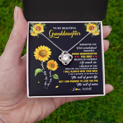 Love Knot Necklace 14K White Gold Finish | 2 | Personalized To My Granddaughter From Grandma Necklace Whenever You Feel Sunflower Granddaughter Birthday Graduation Christmas Customized Gift Box Message Card | siriusteestore