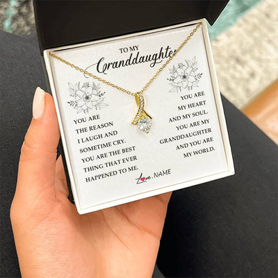 Alluring Beauty Necklace 18K Yellow Gold Finish | Personalized To My Granddaughter From Grandma You Are My Heart My And My Sould Granddaughter Jewelry Birthday Christmas Customized Gift Box Message Card | siriusteestore