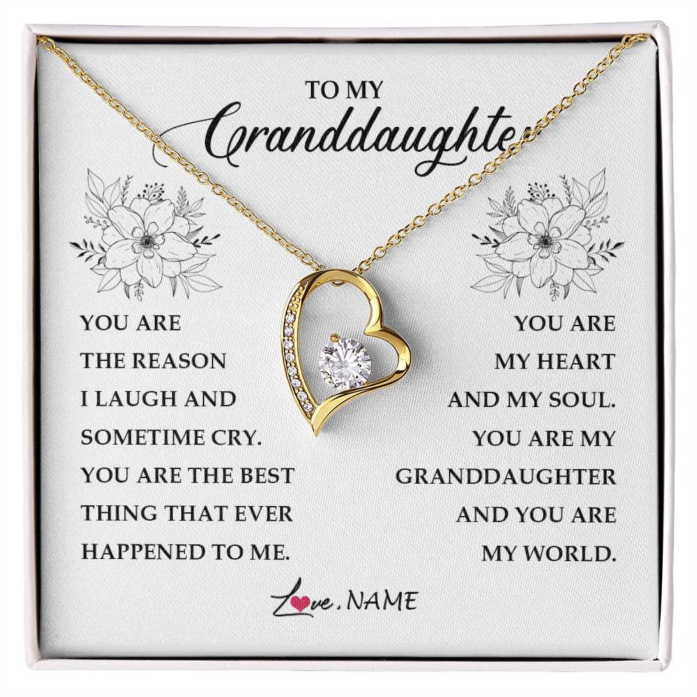 Forever Love Necklace 18K Yellow Gold Finish | Personalized To My Granddaughter From Grandma You Are My Heart My And My Sould Granddaughter Jewelry Birthday Christmas Customized Gift Box Message Card | siriusteestore