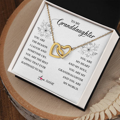 Interlocking Hearts Necklace 18K Yellow Gold Finish | Personalized To My Granddaughter From Grandma You Are My Heart My And My Sould Granddaughter Jewelry Birthday Christmas Customized Gift Box Message Card | siriusteestore