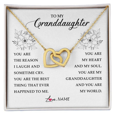 Interlocking Hearts Necklace 18K Yellow Gold Finish | Personalized To My Granddaughter From Grandma You Are My Heart My And My Sould Granddaughter Jewelry Birthday Christmas Customized Gift Box Message Card | siriusteestore