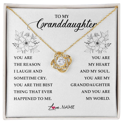 Love Knot Necklace 18K Yellow Gold Finish | Personalized To My Granddaughter From Grandma You Are My Heart My And My Sould Granddaughter Jewelry Birthday Christmas Customized Gift Box Message Card | siriusteestore