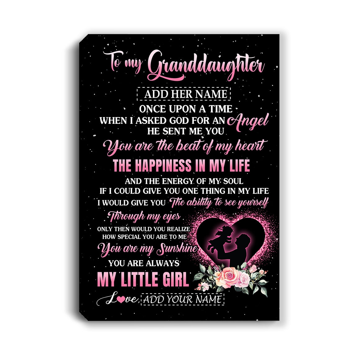 Personalized To My Granddaughter From Grandpa Papa Canvas Once Upon A Time Birthday Graduation Gifts For Granddaughter Gifts Christmas Custom  Art Print Framed Canvas | siriusteestore