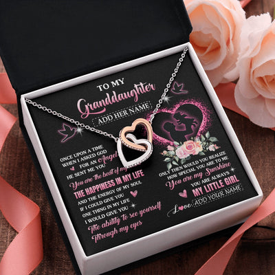 Interlocking Hearts Necklace Stainless Steel & Rose Gold Finish | 2 | Personalized To My Granddaughter From Grandpa Papa Necklace Once Upon A Time Birthday Graduation Gifts For Granddaughter Gifts Christmas Gift Box Message Card | siriusteestore.myshopify