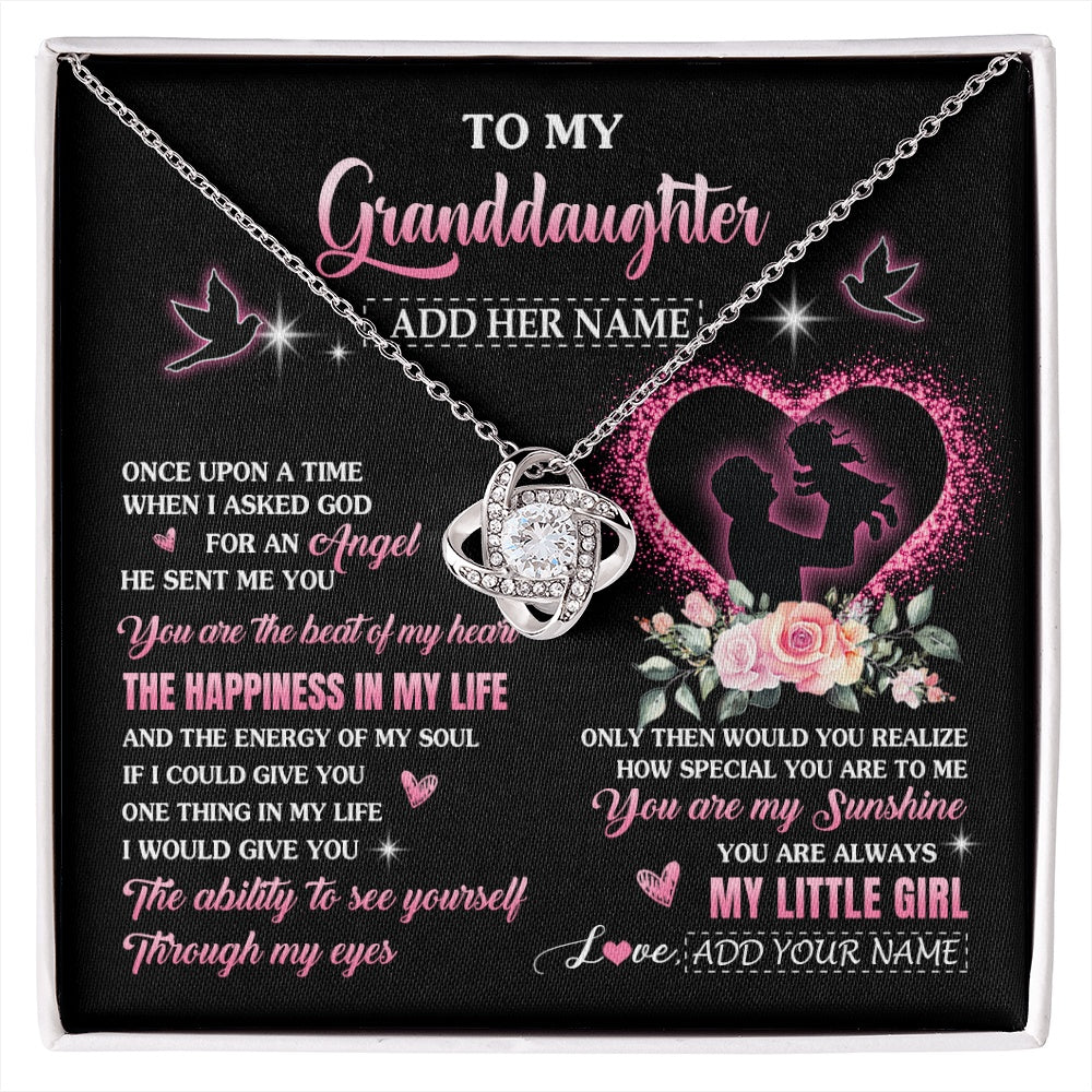 Love Knot Necklace 14K White Gold Finish | 1 | Personalized To My Granddaughter From Grandpa Papa Necklace Once Upon A Time Birthday Graduation Gifts For Granddaughter Gifts Christmas Gift Box Message Card | siriusteestore.myshopify