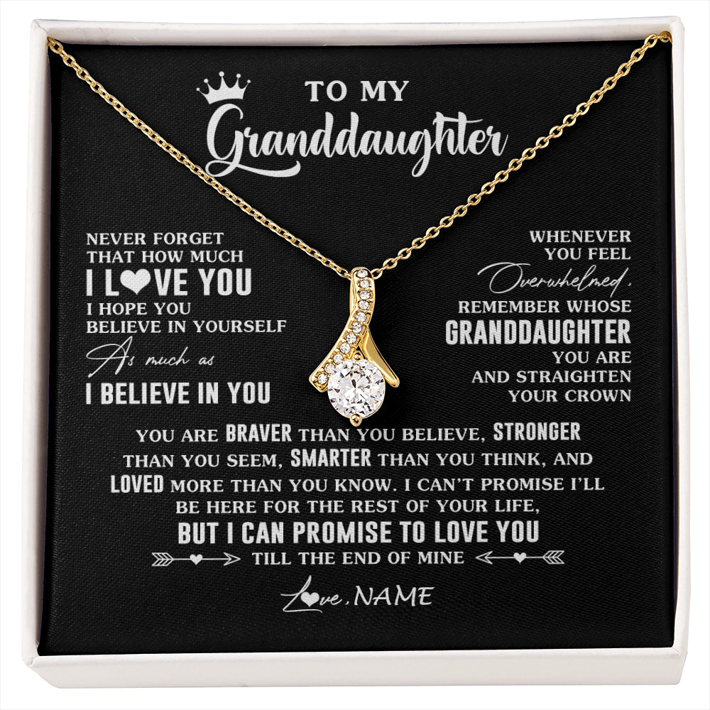 Alluring Beauty Necklace 18K Yellow Gold Finish | 1 | Personalized To My Granddaughter Gifs From Grandma Necklace How Much I Love You Granddaughter Birthday Graduation Christmas Customized Gift Box Message Card | siriusteestore