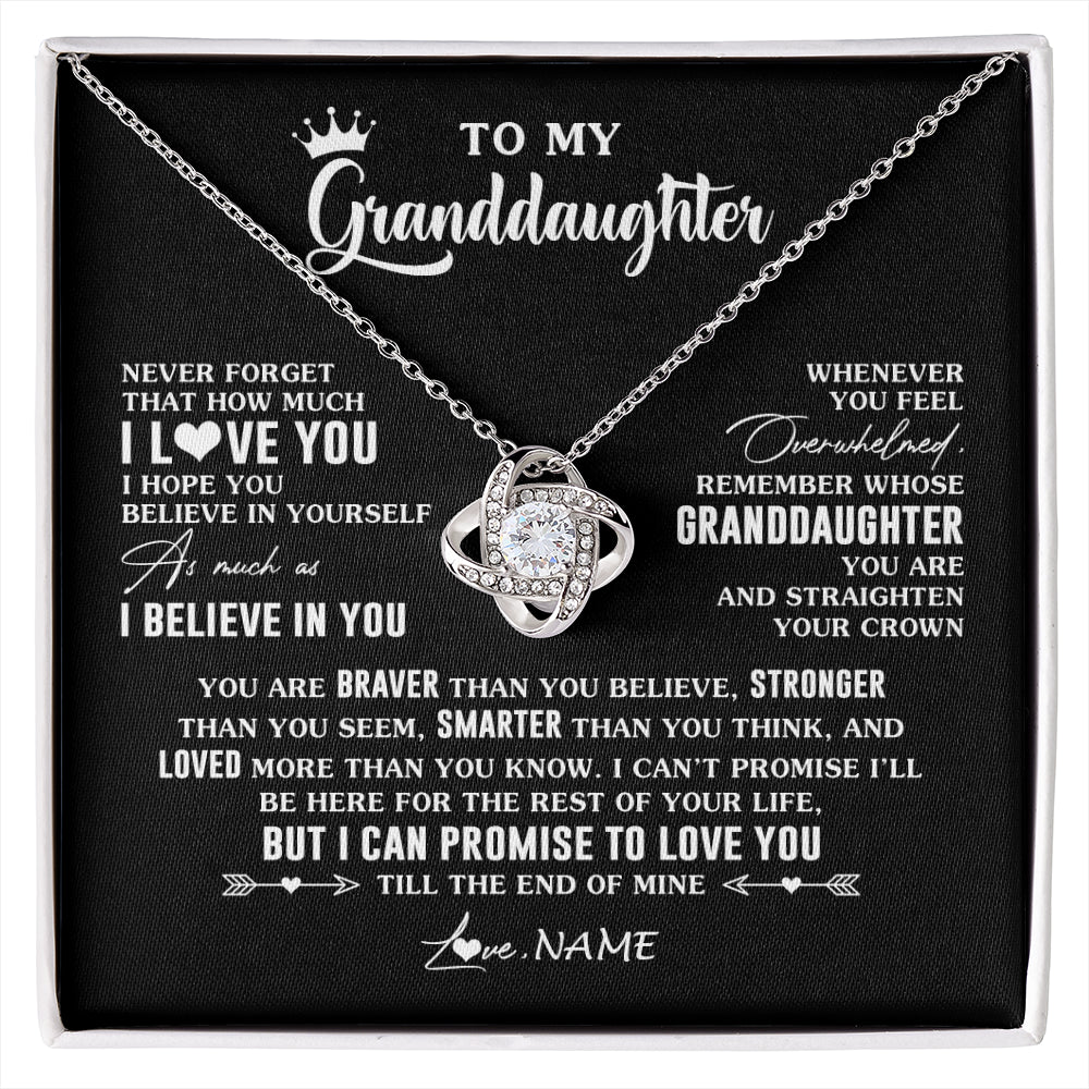 Love Knot Necklace 14K White Gold Finish | 1 | Personalized To My Granddaughter Gifs From Grandma Necklace How Much I Love You Granddaughter Birthday Graduation Christmas Customized Gift Box Message Card | siriusteestore