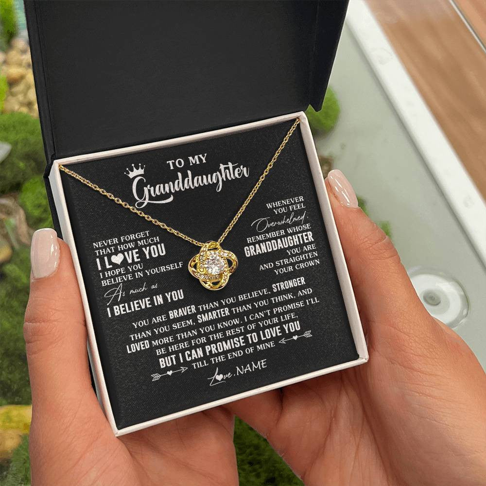 Love Knot Necklace 18K Yellow Gold Finish | 2 | Personalized To My Granddaughter Gifs From Grandma Necklace How Much I Love You Granddaughter Birthday Graduation Christmas Customized Gift Box Message Card | siriusteestore
