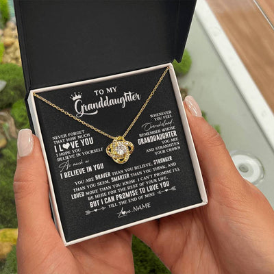 Love Knot Necklace 18K Yellow Gold Finish | 2 | Personalized To My Granddaughter Gifs From Grandma Necklace How Much I Love You Granddaughter Birthday Graduation Christmas Customized Gift Box Message Card | siriusteestore