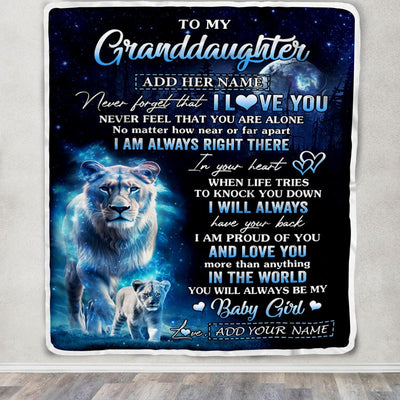 Personalized To My Granddaughter Gift Blanket From Grandma Never Feel That You Are Alone Lion Granddaughter Birthday Christmas Customized Fleece Throw Blanket | siriusteestore