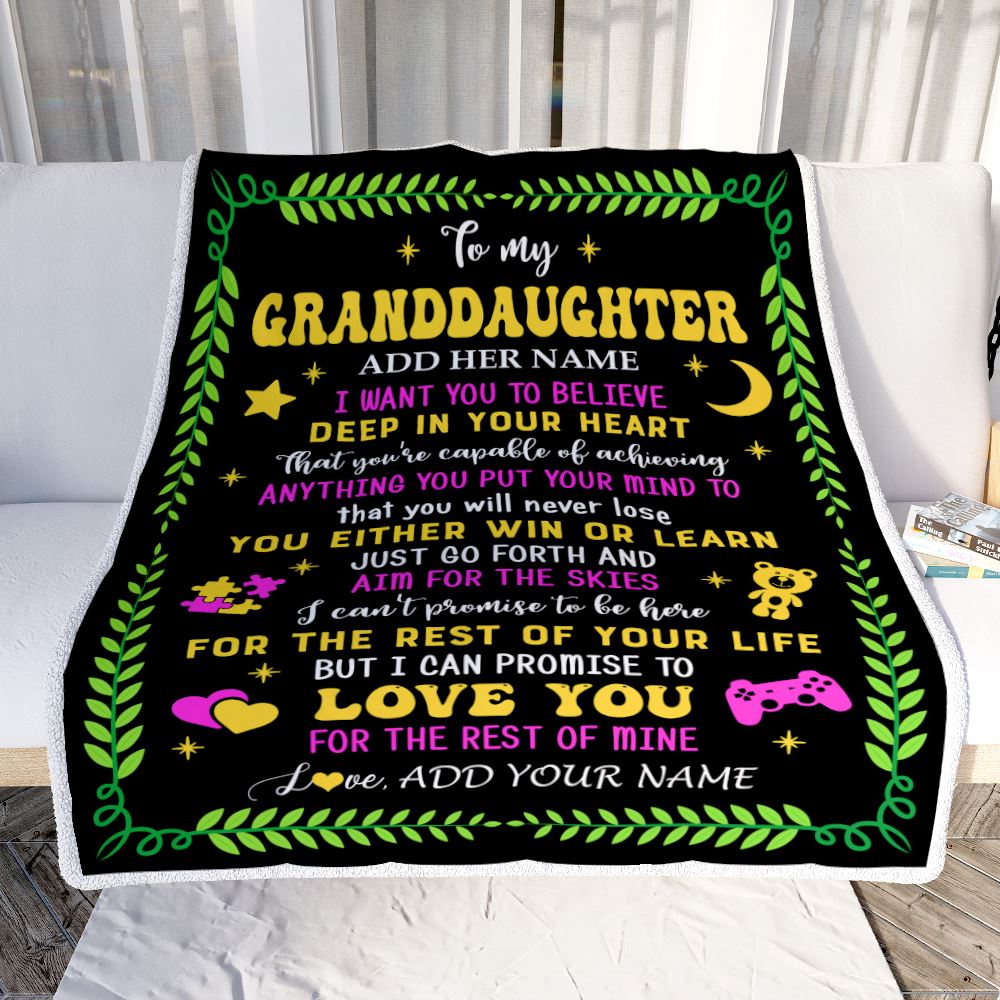 Personalized To My Granddaughter Gift Blanket From Grandparents Letter Sleep Cute Granddaughter Birthday Idea Graduation Christmas Fleece Throw Blanket | siriusteestore